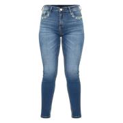 Kocca Slim Fit Stretch Jeans med Rhinestone Applikation Blue, Dam
