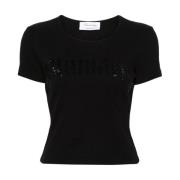 Blumarine N0990 Nero Cropped T-Shirt Black, Dam