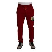 Dolce & Gabbana Röda Logo Patch Jogging Sweat Pants Red, Herr