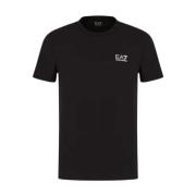 Emporio Armani EA7 Bekväm och mjuk bomullst-shirt med EA7-logotyp Blac...