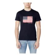 U.s. Polo Assn. Blått Tryck T-shirt - Herr Kortärmad Blue, Herr