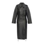 Balenciaga Läder Trenchcoat Black, Dam