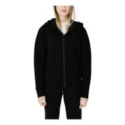 Guess Svart Tryck Zip-Up Huvtröja Black, Dam