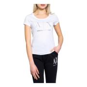 Armani Exchange Vit Tryckt T-shirt för Kvinnor White, Dam