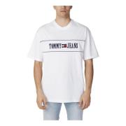 Tommy Jeans Vit Tryckt T-shirt för Män White, Herr