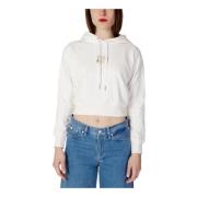 Calvin Klein Jeans Vit Tryckt Huva Tröja för Kvinnor White, Dam