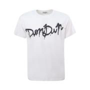 Dondup Vit Crew-neck T-shirt med Kontrasterande Logotyp White, Herr