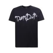 Dondup Svart Crew-neck T-shirt med Kontrasterande Logotyp Black, Herr