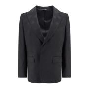 Dolce & Gabbana Svart Blazer med Peak Revers Black, Herr