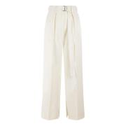 Jil Sander Ivory Byxor med Breda Ben Beige, Dam