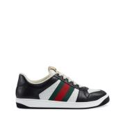 Gucci Låga lädersneakers med webbdetalj Multicolor, Herr