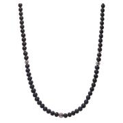 Nialaya Beaded Necklace with Matte Onyx and Silver Black, Herr