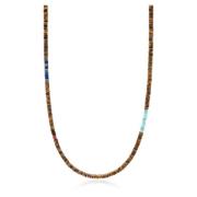 Nialaya Brown Tiger Eye Heishi Necklace with Blue Lapis and Turquoise ...