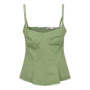 Stella McCartney Peplum Top i Garment Dyed Stil Green, Dam