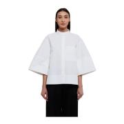 Jil Sander Oversized Skjorta med Mandarin Krage White, Dam