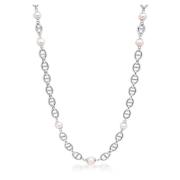 Nialaya Men's Silver Mariner Chain with Pearls Gray, Herr
