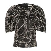 InWear Feminin Blus med Broderade Detaljer Black, Dam