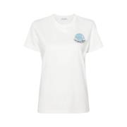 Moncler Ekologisk Bomull Logo Patch T-shirt White, Dam