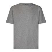 Balmain Grå Ekologisk Bomull T-shirt med Broderad Logotyp Gray, Herr