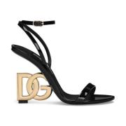 Dolce & Gabbana Svarta Sandaler med Guldpläterad Klack Black, Dam