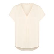 Soaked in Luxury Feminin kortärmad topp Beige, Dam