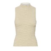 Gestuz Halterneckstickad tröja med Glitter Offwhite/Guld Beige, Dam