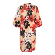 InWear Kort klänning med blommigt tryck och puffärmar Multicolor, Dam