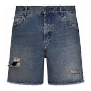 Balmain Blå Vintage Denim Shorts med Logobroderi Blue, Herr