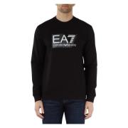 Emporio Armani EA7 Bomullssweatshirt med främre logotryck Black, Herr