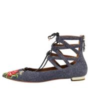 Aquazzura Pre-owned Pre-owned Denim sandaler Blue, Dam