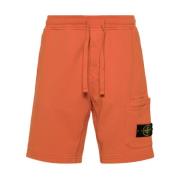 Stone Island Orange Shorts med Fickor och Elastisk Midja Orange, Herr