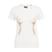 Elisabetta Franchi Logo T-shirt med Strassapplikation White, Dam