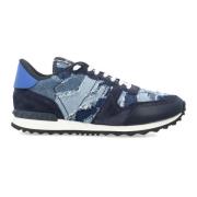 Valentino Garavani Camouflage Denim Rock Runner Sneakers Blue, Herr