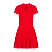 Balmain Vid plisserad stickad klänning Red, Dam