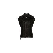 IRO Svart Zebra Print Alina Vest Black, Dam
