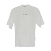 Marni Bomull Logo T-Shirt White, Herr