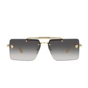 Versace Rektangulära solglasögon med dubbel guldbron och logotyp Yello...