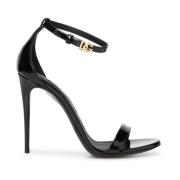 Dolce & Gabbana Svarta Sandaler med Kedja och DG Logo Black, Dam
