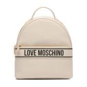 Love Moschino Logo Lettering Ivory PU Ryggsäck White, Dam