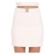 Elisabetta Franchi Guld Metal Logo Kjol Beige, Dam