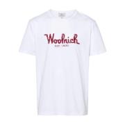 Woolrich Broderad Logotyp Crew Neck T-shirts och Polos White, Herr