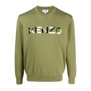 Kenzo Grön Bomullströja med Logodetalj Green, Herr