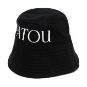 Patou Svart Logo-Print Bucket Hat Black, Dam