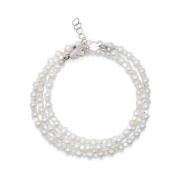 Nialaya Men's Silver Wrap-Around Bracelet with Pearls White, Herr