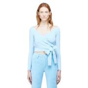 Maisie Wilen Dramady Stickad Top Blue, Dam