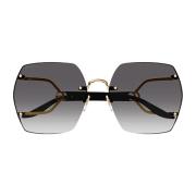 Gucci Metalliska Solglasögon för Kvinnor Black, Dam