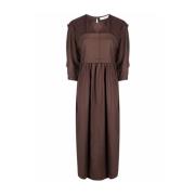 Tela Elegant Midi Dress for Modern Woman Brown, Dam