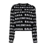 Balenciaga Logo Ulltröja Black, Dam