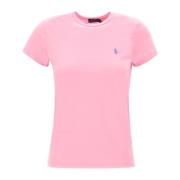 Ralph Lauren Damrosa Polo T-Shirt med Ikoniskt Logotyp Pink, Dam