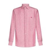 Etro Rosa Linne Pegaso Motiv Skjorta Pink, Herr